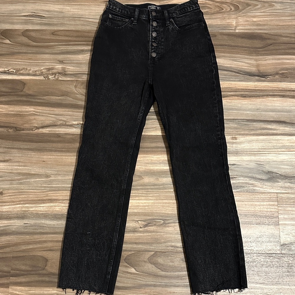 Abercrombie & Fitch Womens Jeans Black 25/0R Ultra High Rise Straight Denim